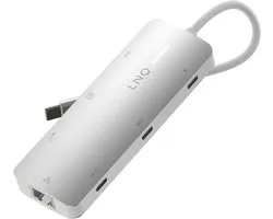 LINQ Connects 8-in-1 Pro-C Multiport Hub met 4K HDMI, Ethernet en Kaartlezer - 10Gbps - Geschikt voor Laptops en Tablets