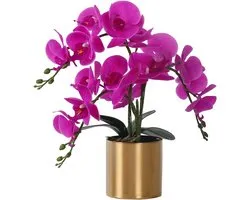 Kunstorchidee met pot - witte Phalaenopsis in gouden vaas - kunstplant decoratie