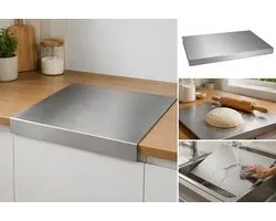 Plaque de pétrissage - Planche à pâte Acier Inoxydable - Plan de travail Pâtisserie et Pétrissage - Plaque de cuisson Hygiénique Cuisine - Inox - 50 x 40 cm - Gris