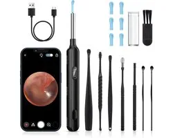 Zorghelden® Dissolvant de cérumen avec caméra - Ensemble de 16 pièces - Manuel clair inclus - Nettoyeur d'oreilles - Otoscope - Curette auriculaire