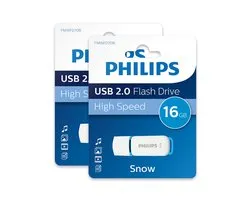 Clé USB Philips 16 Go - Édition Ocean Blue Snow - USB-A 2.0 - LED - Wit - Paquet de 2