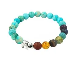 Fako Bijoux® - Buddha Armband - Chakra Reiki - Olifant - Turquoise