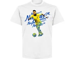 T-Shirt Neymar Brazil Script - Wit - 3XL