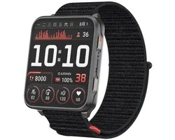 Strap-it Nylon bandje 24mm met klittenbandsluiting - geschikt voor de grote Garmin Venu X1 (zwart)