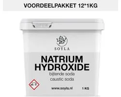 Hydroxyde de sodium - 12 x 1 kg - Hydroxyde de sodium - Soude caustique - Soude caustique - Hydroxyde de sodium pour savon - Déboucheur de canalisations