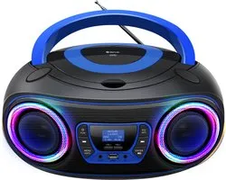 Denver Draagbare DAB Radio CD Speler Kinderen - Bluetooth - Lichteffecten - Boombox - AUX - FM - TDB212BLUE