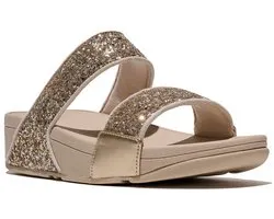 FitFlop Lulu Multi-Tonal Glitter Slides Pantoufles pour Dames - Beige Métallisé/Argent
