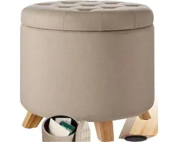 tectake - Tabouret rembourré Suna couleur sable - 403966