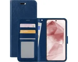 Hoesje - Met Pasjeshouder - Geschikt voor Samsung Galaxy A55 - Luxe Bookcase Portemonee - Flip Case - Kunstleer Book Case - Flipcase - Book Cover - Walletcase - Portemonneehoes - Donkerblauw