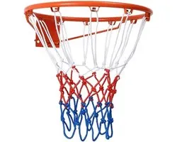 Basketbal Net Vervanging - Basketbalring - Basketbalnet - Basketbalnet voor buiten - Wandbevestiging - 12 lussen - voor standaard ringen, zwembadringen, buitenvelden en indoor doelen - rood, wit, blauw