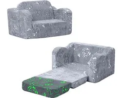 Aurixi® Kindersofa - Zitzak - Kinderstoel - Grijs - 104cm x 65cm x 32cm