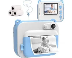 Kindercamera met Foto Printer - Mobiele Fotoprinter - Selfie - Digitale Camera Kinderen - Kids Camera - 4 Games - MP3 - Blauw - Silvergear