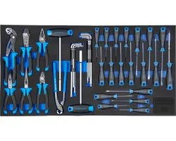 Assortiment SW-Stahl Z3011-8 de 44 pièces comprenant des outils pour chariot d'atelier, tournevis et pinces. Équipement professionnel pour atelier.
