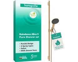 hansgrohe Raindance Alive Select S - Doucheset - EcoSmart waterbesparend - Select-knop bediening - 125mm maat - 3 straalfuncties - Brushed Bronze