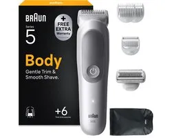 Braun Tondeuse Pour Le Corps Series 5 BG5550 + 6 Outils De Rasage - Tondre Et Raser - Étanche - Gris