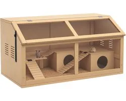 Cage à hamster pour hamsters syriens et hamsters nains - avec plateforme - pont suspendu et maison - 85x45x44 cm