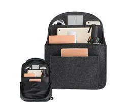Grote Backpack Organizer Inzet - Rugzak Organizer met Meerdere Vakken - Tasverdeler voor Laptop Tas Handtas en Reizen - Lichtgewicht Vilt Opberg Insert - Zwart 35x25x14cm