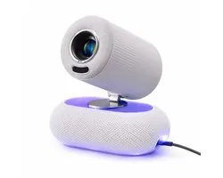 Full HD Smart Beamer - Voor iOS en Android - 1080P Mini Beamer tot 508 cm Projectieformaat - Mini Projector Bluetooth 5.4 & WiFi - Beamer Projector - Portable Mini Beamer Smartphone - Draagbare Beamer - Thuisbioscoop - Home Cinema - Wit - Silvergear