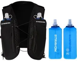 Stravon Running Vest Trail - Hardloopvest - Hardloop - Vest - Rugzak - Reflecterend - Drinkhouder - Telefoonhouder - Inclusief 2 Bidons - Zwart - S