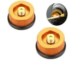 EXCITAT Gaspatroonadapter - Campingfornuisadapter - Gasaansluiting voor buitenfornuizen - Voor butaangaspatronen, schroefgaspatronen - 2 stuks