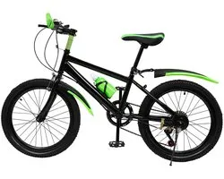 Aafinity Mountainbike - Vélo - BMX - Vélo 20 pouces / 51 cm - Vert clair avec noir - Facile à assembler - Frein à main - 7 vitesses