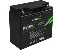 EcoLine - AGM 12V 20AH - 20000mAh VRLA Batterij - 181 x 77 x167 - Deep Cycle Accu.