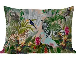 PillowMonkey - Sierkussen - Jungle - Dieren - Kussen jungle - Sierkussen buiten - Kussen bladeren - 50x30 cm