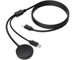 Câble de charge USB-C 2-en-1 Strap-it + chargeur magnétique compatible avec Samsung Galaxy Watch 8 / 8 Classic / Ultra / 7 / 6 / 6 Classic / 5 / 5 Pro / 4 / 4 Classic / 3 - Noir (Chargeur rapide)
