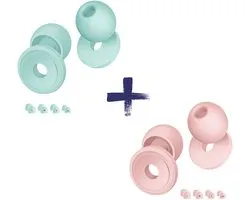 Nova Venture CometPods Duo Set – Loop Earplugs Style – 33dB Noise Reduction Earplugs – The Quiet Experience – Comfortabele Oordoppen – Turquoise & Roze