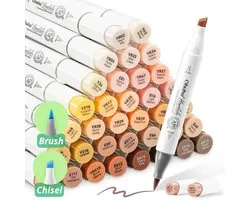 Ohuhu - Honolulu Brush & Chisel - Alcohol Art Markers - 36 Skin Tone kleuren