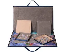 VIN® Puzzelkoffer – Puzzelmap – Puzzelmat 1000 Stukjes – Puzzelbord - Puzzelbord met Opbergsysteem – Puzzelmat met Puzzel Sorteerbakjes - Puzzel Opbergsysteem - 78 × 53 cm