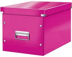 Leitz Wow Click & Store Kubus Grote Opbergdoos - 80% Gerecycled Karton - 32 x 31 x 36 cm (BxHxD) - Roze