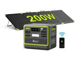 FOSSiBOT F2400 Groen Draagbare Powerstation 2048Wh 2400W continu 4800W piek LiFePO4, incl. SP200 zonnepaneel | Snelladen UPS <10ms Noodstroom Camper Kamperen