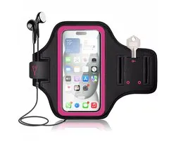 Étui de téléphone Mobigear compatible avec le Course à pied de téléphone Motorola Moto G9 Play Sport , étui en néoprène | Bracelet de sport Mobigear Go Active - Rose