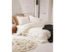 Dorm Decor Off White Doona Dekbedovertrek Pom Pom Mandala Trooster Cover Hippie Beddengoed Sheet Quilt Cover met 2 Kussens 2 Kussens Set (King 230x220cm (90 inch x 86 inch)