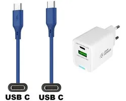 45W super snellader met 2 poorten + 1,0m USB C naar C kabel. Universele PD lader. Oplader adapter past op Kobo (Rakuten) eReader Elipsa, Elipsa 2E, Sage, Libra 2, Libra Colour, Clara 2E, Clara Colour, Clara BW - Kindle (Amazon) Scribe