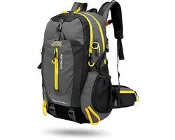 CarryQuest® - 40L Hiking Camping Rugzak - Lichtgewicht Nylon Backpack met Rugventilatie, Verstelbare Schouderbanden, Meerdere Vakken & Compact Outdoor Design - 52x33x20 cm - Grijs