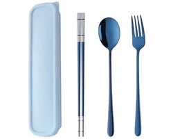 Ibenzoa® Compacte Draagbare Serviesset voor Outdoor Avonturen - Blauw