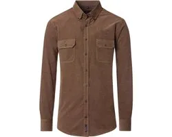 CASA MODA Sport casual fit overhemd - ribfluweel - bruin