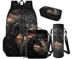 Backpack for School Kids 4-in-1 Large Capacity Girl Bookbag with Lunch Box Boys School Bags for 8-9 Years