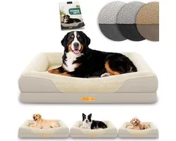 ELONEO Lit pour chien orthopédique – XL – Crème