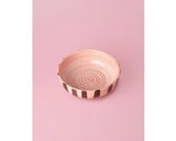 Rasp Bordje - Chocolade - Bruin - Roze - Rasp Schaaltje - Knoflook Rasp - Gember Rasp -Chocolade - Kookliefhebber - Amber Blokjes - Fairtrade - Handmade - Keramisch - Raspen - Schaven - Vegan - Vintage