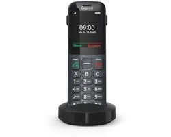 Gigaset Comfort 600R Sim - Noir - avec chargeur de bureau - Téléphone fixe pour seniors avec carte SIM (4G / LTE)