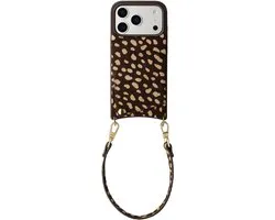 Coque Selencia - Compatible avec Apple iPhone 17 Pro - Coque arrière en cuir véritable avec porte-cartes - Fawn Chic