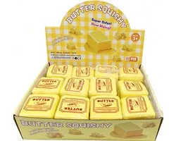 Jouet Squishy en forme de beurre - Butter Squishy - 7x7 cm - Jouet Squishy à remontée lente - Jouet anti-stress - Doux et aérien - Fidget Squishy - Forme de beurre réaliste - Tendance TikTok - Pour adultes et enfants - Jaune