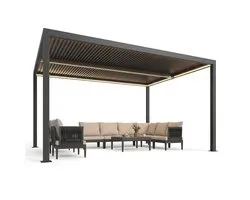 PURPLE LEAF - Pergola à lames - Aluminium - Avec éclairage LED - Réglable de 0 à 90°