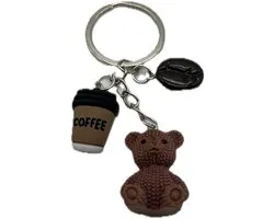 Teddy Beer Koffie Sleutelhanger Coffee Cup Koffieboon Hanger Schattige Beer Tas Hanger Coffee Lover Cadeau