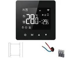 Zigbee Wifi Thermostaat | Touchscreen bediening | Opbouw montage | Open raam detectie | Tuya Smart Life app | CV aan uit systemen | Zwart