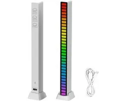 Soundbar RGB ritme lamp muziek visualizer – voice control audio spectrum LED light bar – USB Type C sound control lichtbalk met 32 LED kleuren – desktop auto gaming sfeerverlichting equalizer lamp zwart