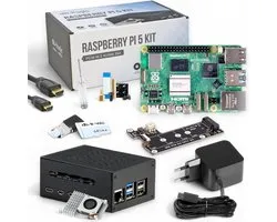 Raspberry Pi 5 4 GB PCIe M.2 NVMe - Set | Metalen behuizing | Actieve koeler | M.2 NVMe SSD PCIe-kaart | Officiële USB-C 27 W-voeding | 64 GB SD-kaart | 4K Micro HDMI